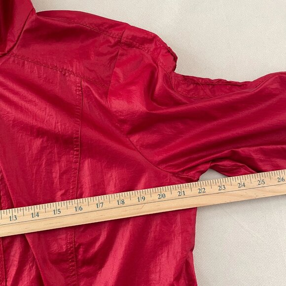 Zenergy By Chico's Womens Red Roll Tab Sleeve Nylon Windbreaker Jacket Sz 2 US L - Picture 7 of 10